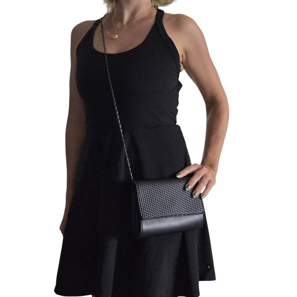 Neiman Marcus Black Evening Bag Studded Chain Strap Clutch Purse Cocktail Party - Picture 3 of 9